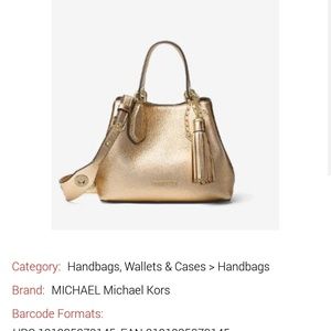 NWT Michael Kors Brooklyn Metallic Leather Satchel
